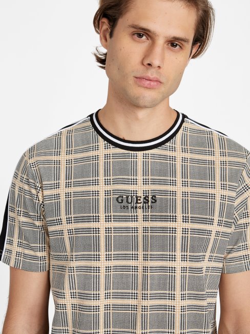 T-shirt Col Ras Du Cou à Carreaux Manny Guess Plaid Multi