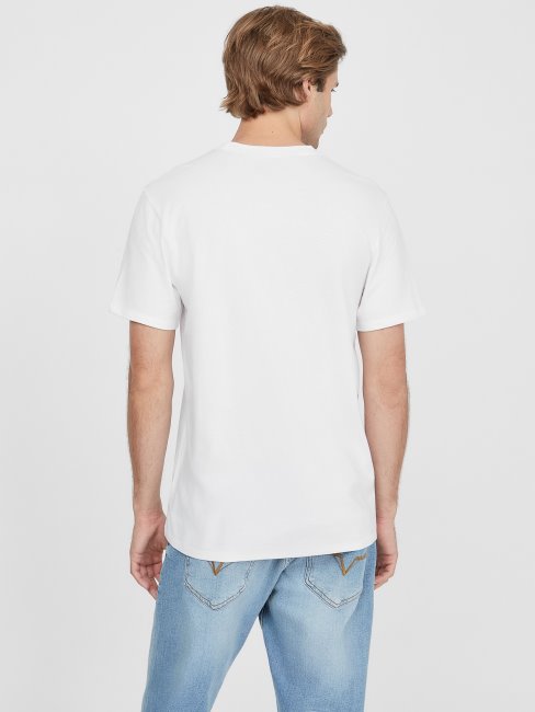 T-shirt Blanc Pur Avec Logo Guess Eco Tolk Roses