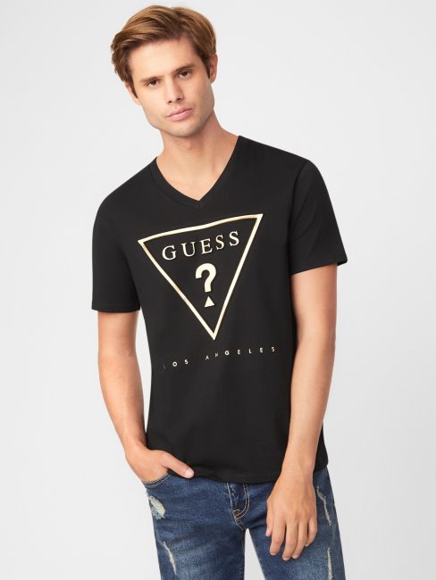 T-shirt à Logo En Relief Taft Noir Jet Guess