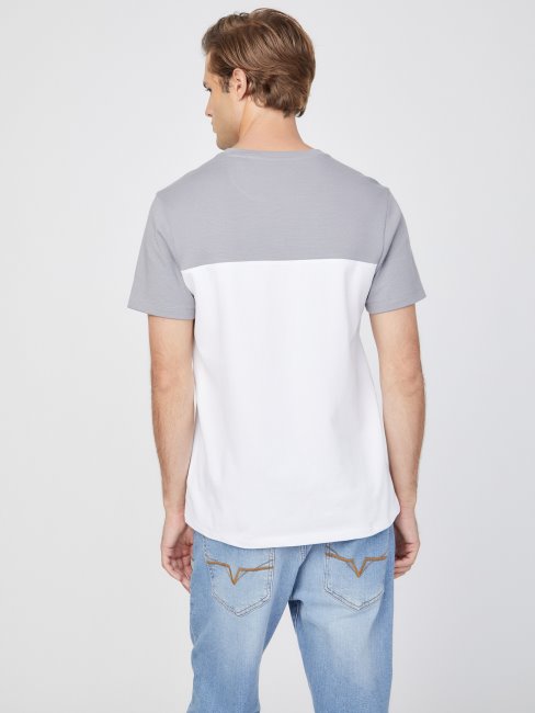 Tee Shirt Guess Fendu Color-block Adrian Blanc Pur