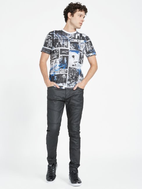 Tee Shirt Ras Du Cou Blanc Pur Multi Guess Ronan Collage