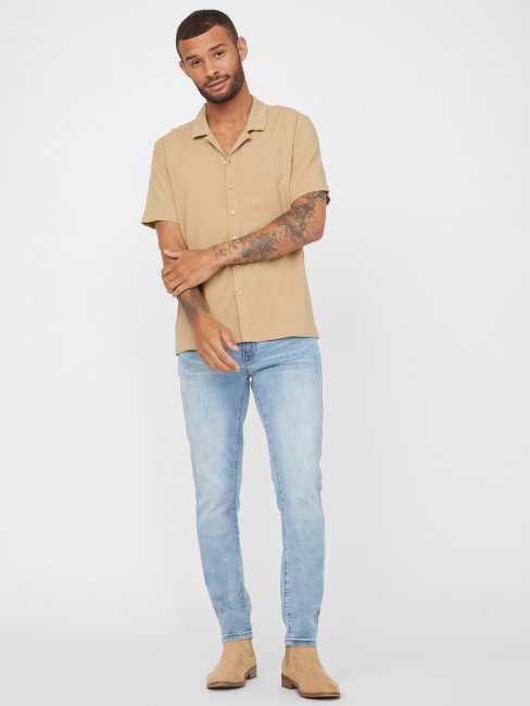 Guess Chemise à Logo Kent Taupe Grillé