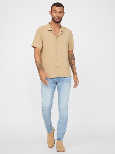 Guess Chemise à Logo Kent Taupe Grillé
