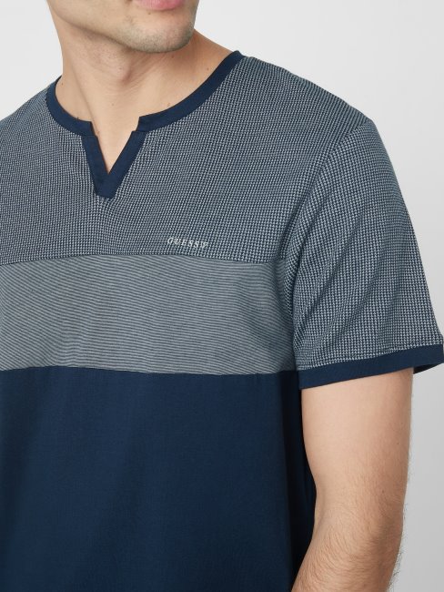 Tee Shirt Guess Franz Fendu Bleu