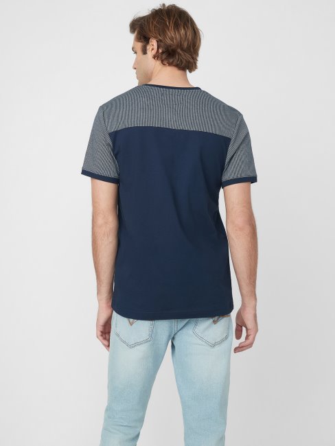 Tee Shirt Guess Franz Fendu Bleu