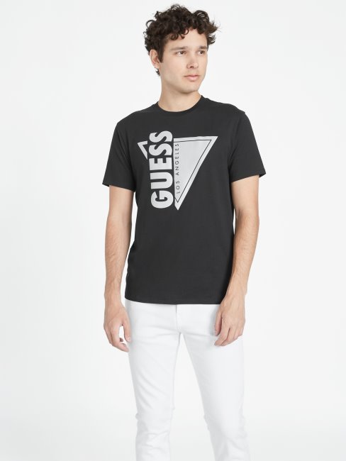 T-shirt à Col Rond Et Logo Réfléchissant Jasso Noir Jet Guess