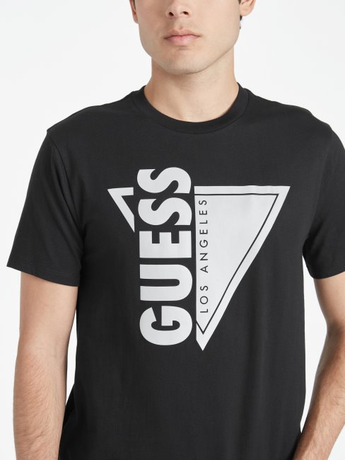T-shirt à Col Rond Et Logo Réfléchissant Jasso Noir Jet Guess