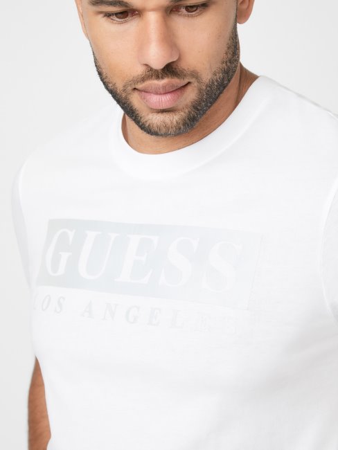 Tee Shirt Guess Greg Logo Blanc Pur