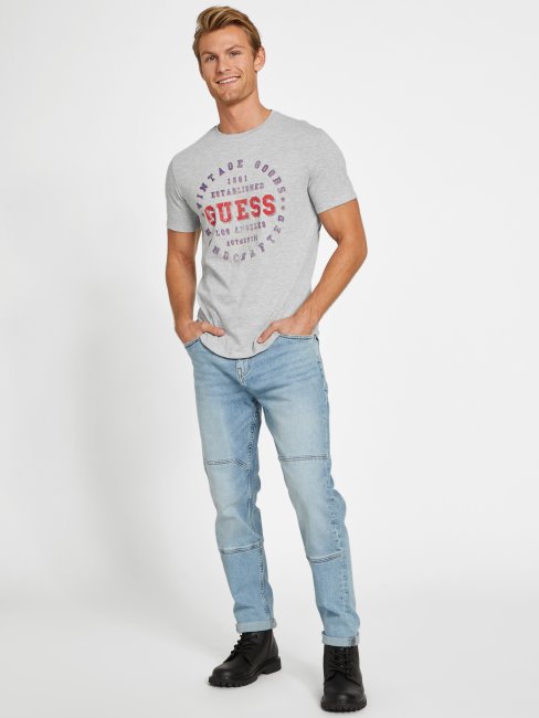 Tee-shirt à Col Rond Eco Varsity Gris Chiné Clair Guess