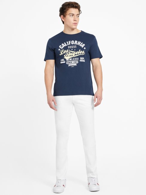 T-shirt à Col Rond Guess Eco Varto Bleu Noirci