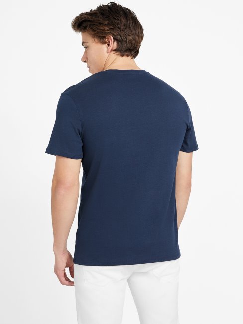 T-shirt à Col Rond Guess Eco Varto Bleu Noirci