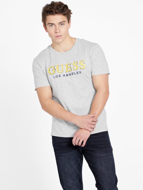 Tee Shirt Guess Eco Spont Ras Du Cou Gris Chiné Clair