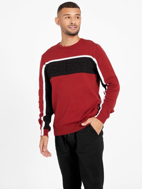 Guess Rowe Pull Color-Block Rouge Noir