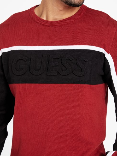 Guess Rowe Pull Color-Block Rouge Noir