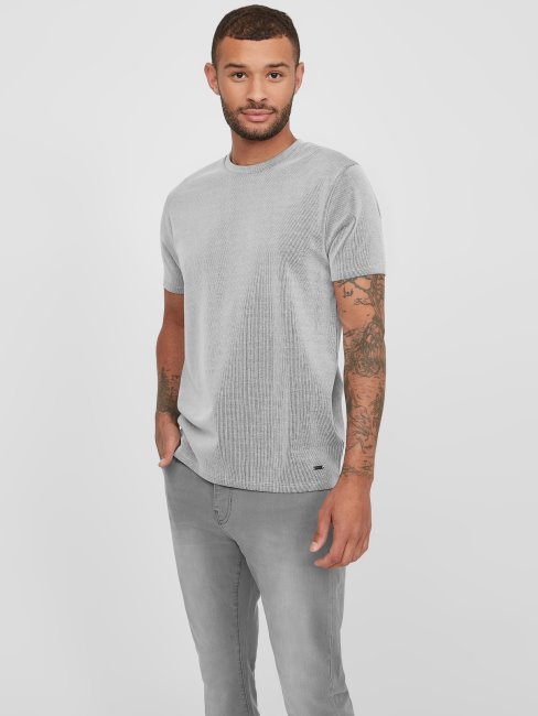 T-shirt Côtelé Russle Blanc Pur Guess