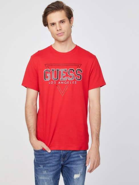Eco Lin Logo Tee Guess Rugby Rouge