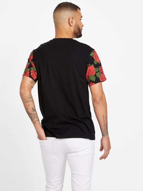 Tee Shirt Guess Barker à Col Ras Du Cou Noir De Jais