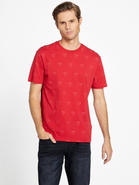 Tee Shirt Ras Du Cou à Logo Varsity Rustie Rouge Guess