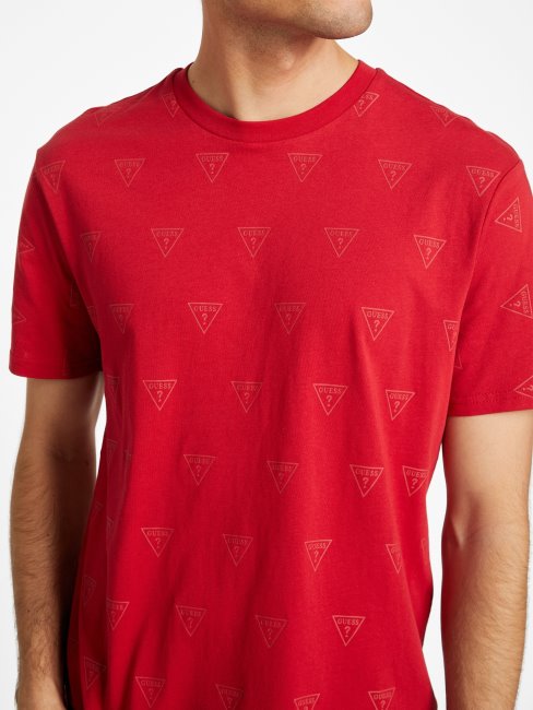 Tee Shirt Ras Du Cou à Logo Varsity Rustie Rouge Guess