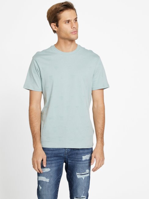 T-shirt à Col Rond Avec Logo Guess Rustie Gris Vert