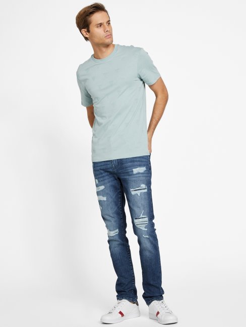 T-shirt à Col Rond Avec Logo Guess Rustie Gris Vert