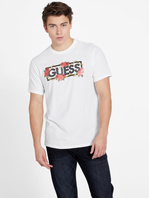 Tee Shirt Guess Eco Shawne Logo Blanc Pur