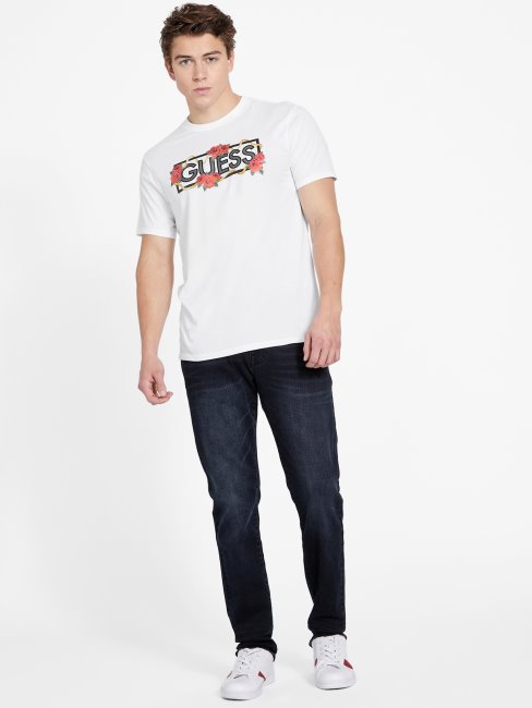Tee Shirt Guess Eco Shawne Logo Blanc Pur