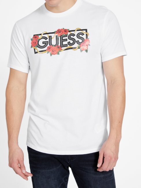 Tee Shirt Guess Eco Shawne Logo Blanc Pur