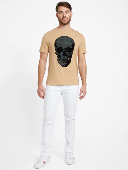 Tee Shirt Eco Jasper Skull Taupe Grillé Guess