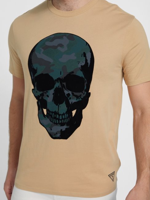 Tee Shirt Eco Jasper Skull Taupe Grillé Guess