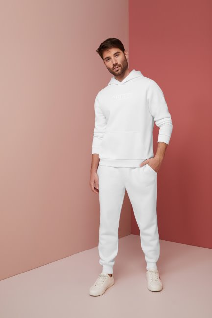 Sweat à Capuche Eco Harvey Logo Blanc Pur Guess