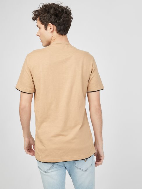 Tee Shirt Guess Edgar Henley Taupe Grillé
