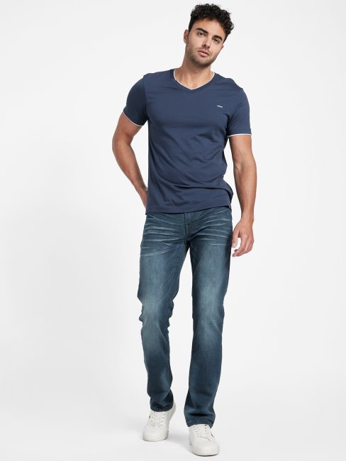 Jean Droit Slim Delmar Délavé Naturel Foncé Guess