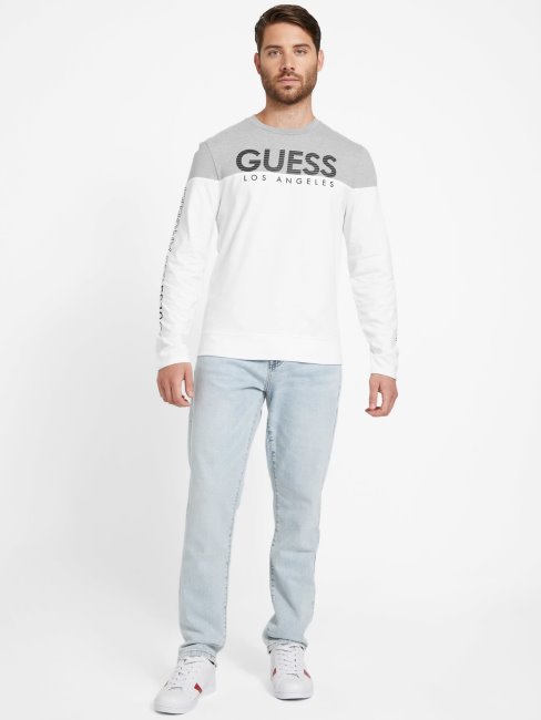 T-shirt à Manches Longues à Blocs De Couleurs Guess Eco Zioin Blanc Pur