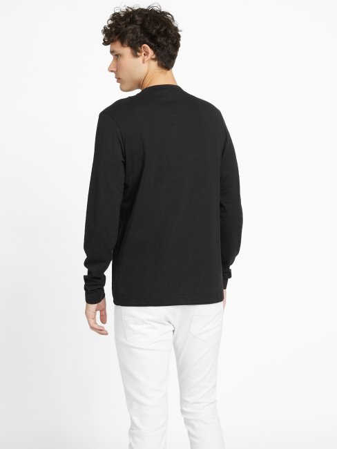 T-shirt Noir De Jais à Manches Longues Et Logo Guess Edgar