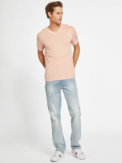 Tee Shirt Col V Armin Rose Poudré Guess