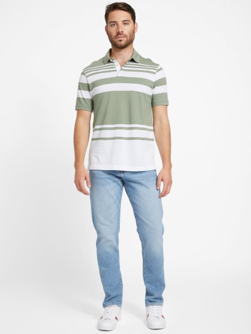 Polo Guess émeraude Clair à Rayures Multiples Willie