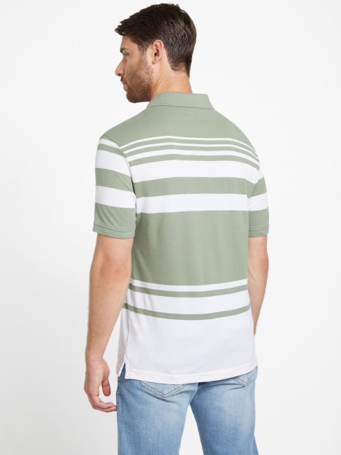 Polo Guess émeraude Clair à Rayures Multiples Willie