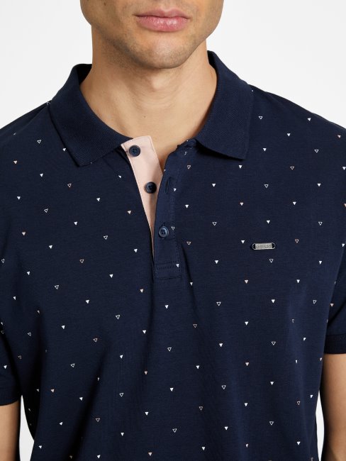 Polo Eco Dev Géométrique Guess Bleu Noirci