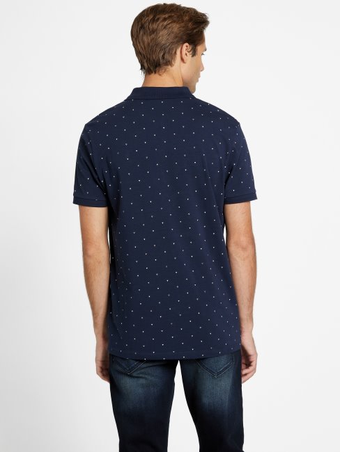 Polo Eco Dev Géométrique Guess Bleu Noirci
