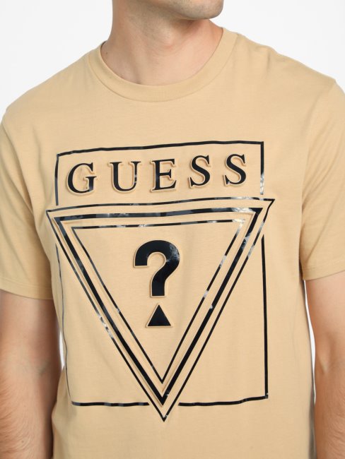 Tee Shirt Guess Ricky Logo Taupe Grillé