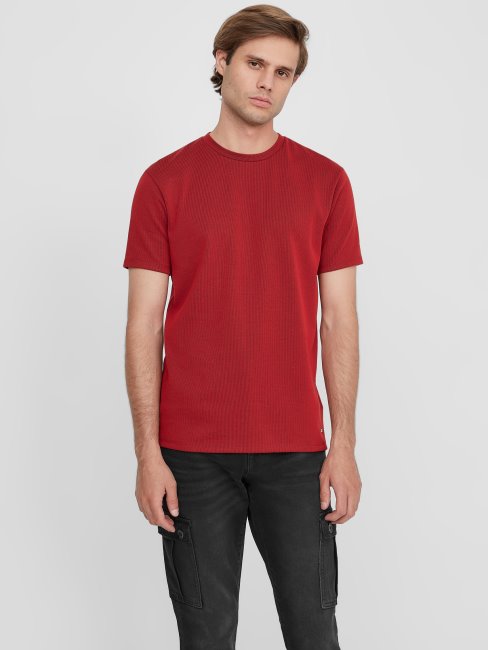 T-shirt Côtelé Russle Varsity Rouge Guess