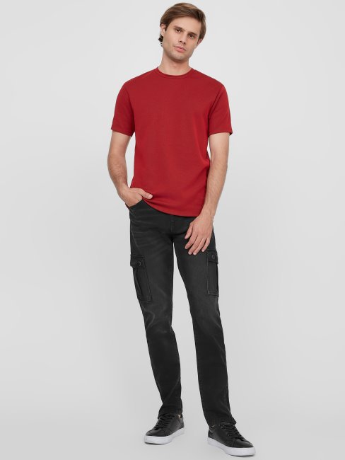 T-shirt Côtelé Russle Varsity Rouge Guess