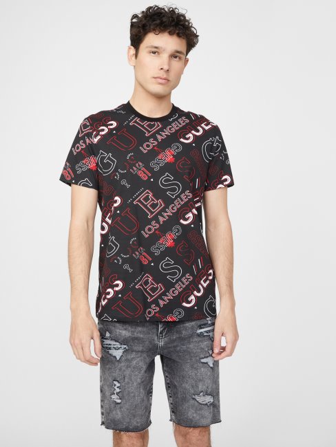 Tee Shirt Geordi Logo Guess Noir De Jais