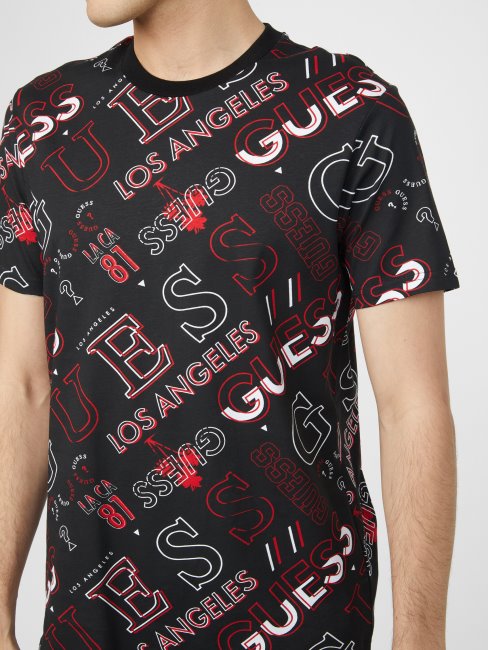 Tee Shirt Geordi Logo Guess Noir De Jais