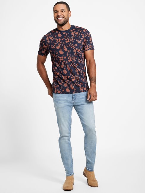 T-shirt à Fleurs Guess Lennard Bleu Marine Nocturne