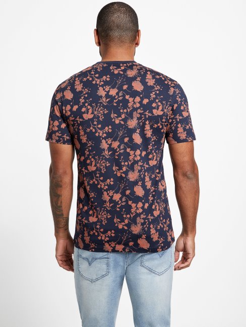 T-shirt à Fleurs Guess Lennard Bleu Marine Nocturne
