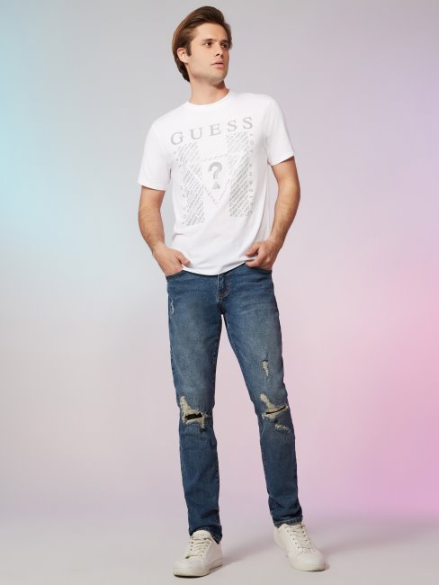 Tee Shirt Logo Kwes Blanc Pur Guess