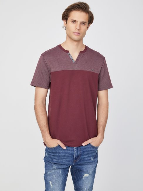 T-shirt Fendu à Blocs De Couleurs Turquoise/multicolore Adrian Guess