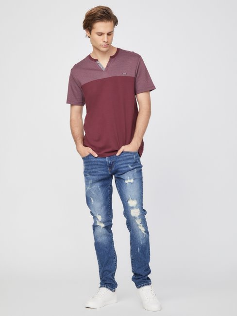 T-shirt Fendu à Blocs De Couleurs Turquoise/multicolore Adrian Guess